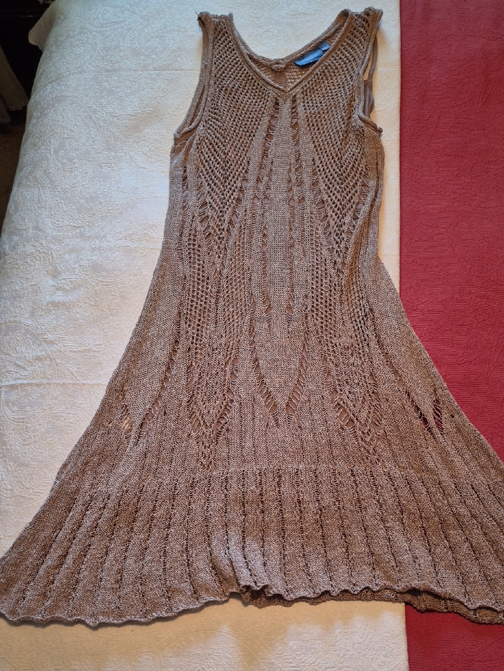 Simply Vera Vera Wang Taupe  Crotchet Mini Dress